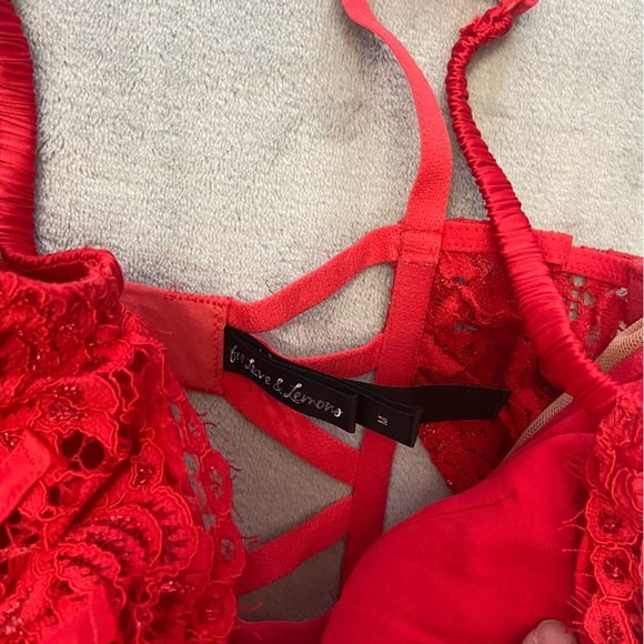 New! For Love & Lemons Rosa red lace bustier bra 10117 - Picture 9 of 11